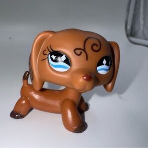 Littlest Pet Shop #640 Swirl Brown DACHSHUND w/Blue Diamond Eyes LPS 2006